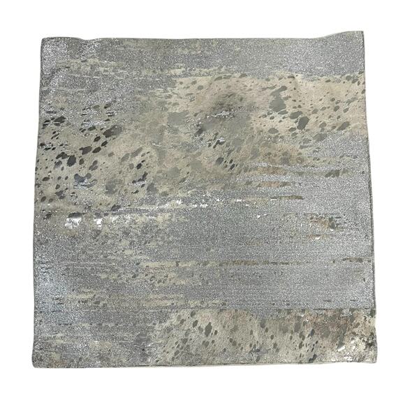 Callisto Accent Throw Pillow Cover Metallic Silver Calf Hair Fur Animal Print